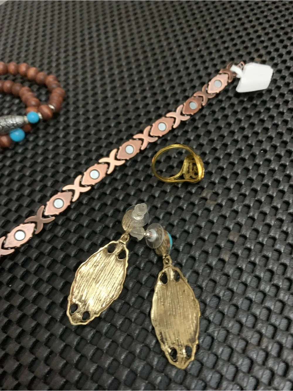 Turquoise Accent Wood Bead Bracelet & Jewelry Set - ALL NEW- BUNDLE!!!!